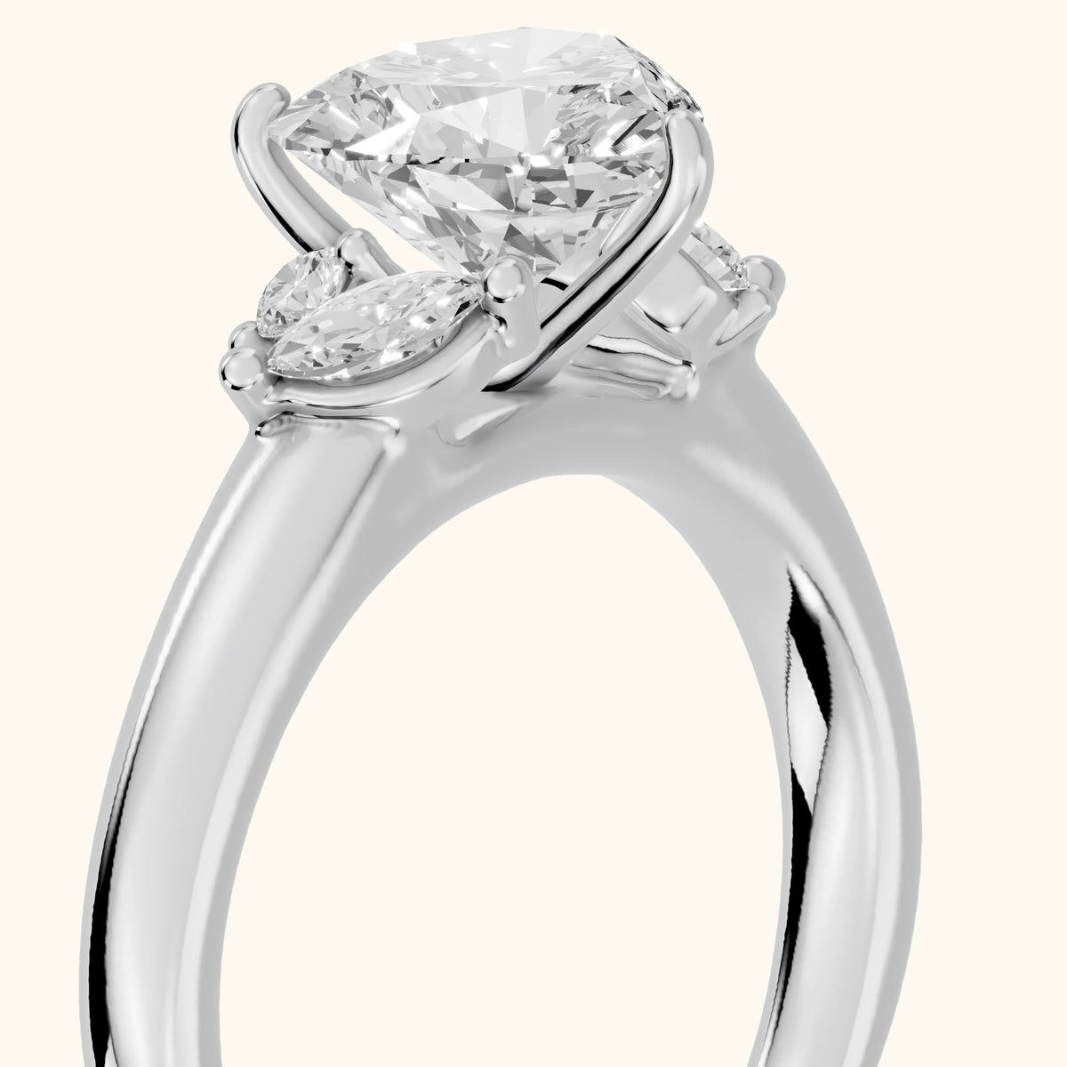 Napa Leaf Cluster Heart Diamond Engagement Ring in Silver - slant-view.webp