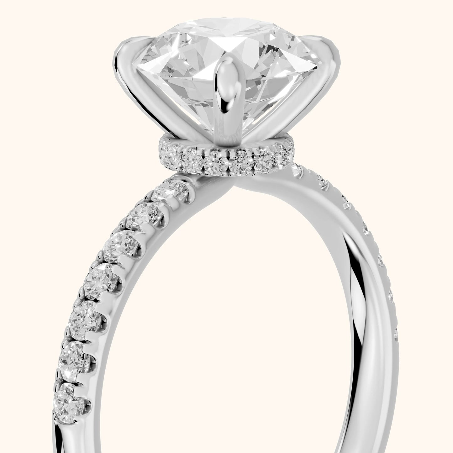 Maya Hidden Halo Pavé Round Diamond Engagement Ring in Platinum - slant-view.webp