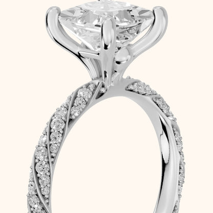 Claudia Twist Pavé Princess Diamond Engagement Ring in Silver - slant-view.webp