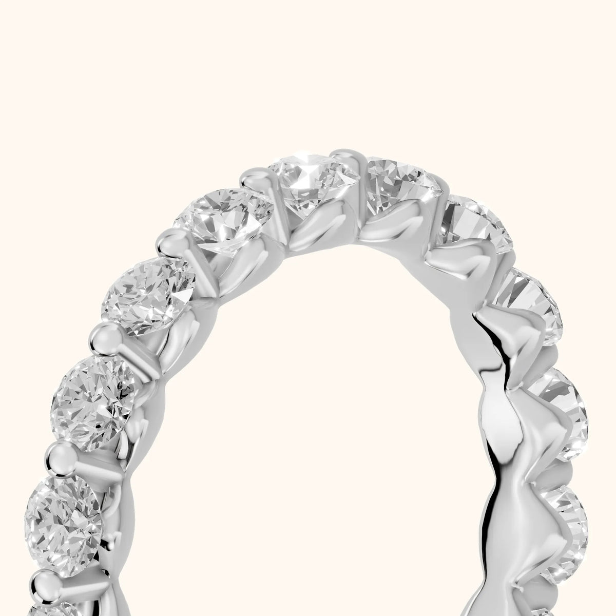 Roshni Shared Prong Round Diamond Eternity Band in Silver - slant-view