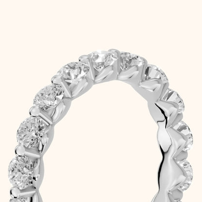 Roshni Shared Prong Round Diamond Eternity Band in Silver - slant-view