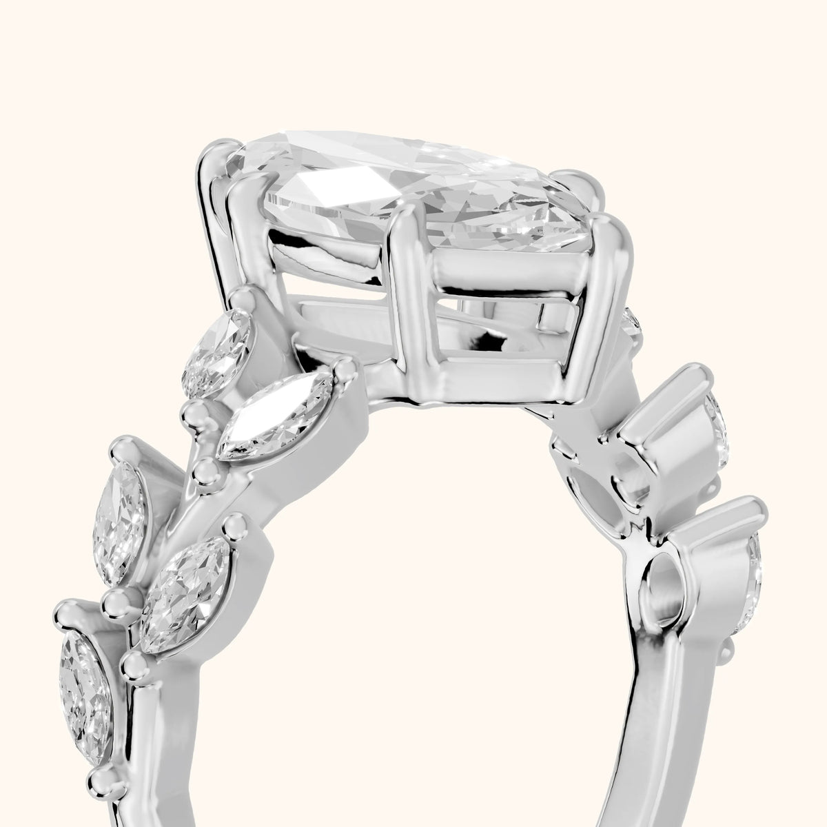 Maureen Leaf Garland Marquise Diamond Engagement Ring in Silver - slant-view.webp