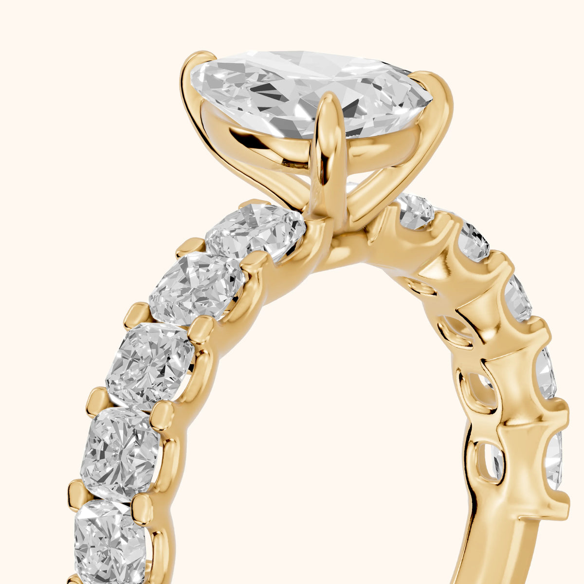 Katarina Statement Pavé Pear Diamond Engagement Ring in Yellow Gold - slant-view.webp