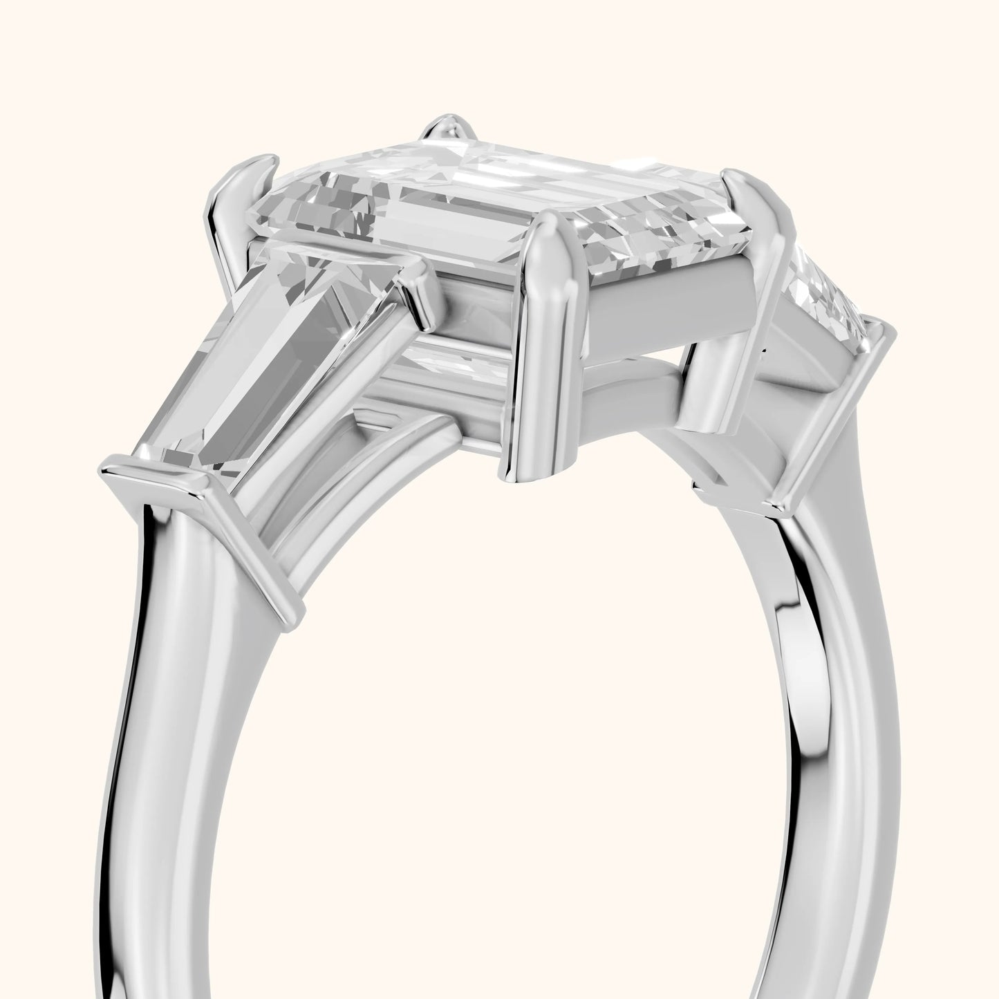 Layla Tapered Baguette Emerald Diamond Ring in White Gold - slant-view.webp