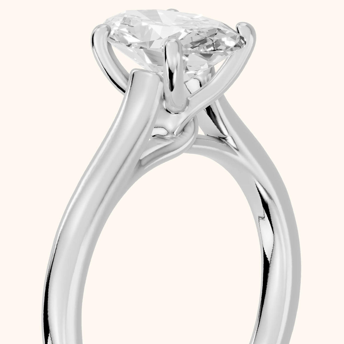Emeline Solitaire Cathedral Oval Diamond Engagement Ring in Silver - slant-view.webp
