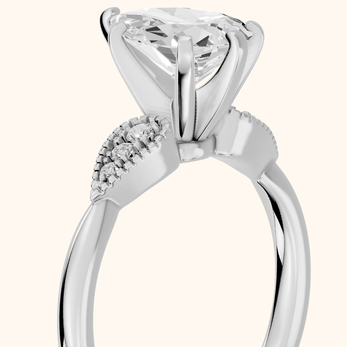 Adora Vintage Milgrain Pear Diamond Engagement Ring in Platinum - slant-view.webp