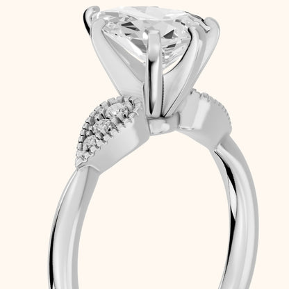 Adora Vintage Milgrain Pear Diamond Engagement Ring in Platinum - slant-view.webp