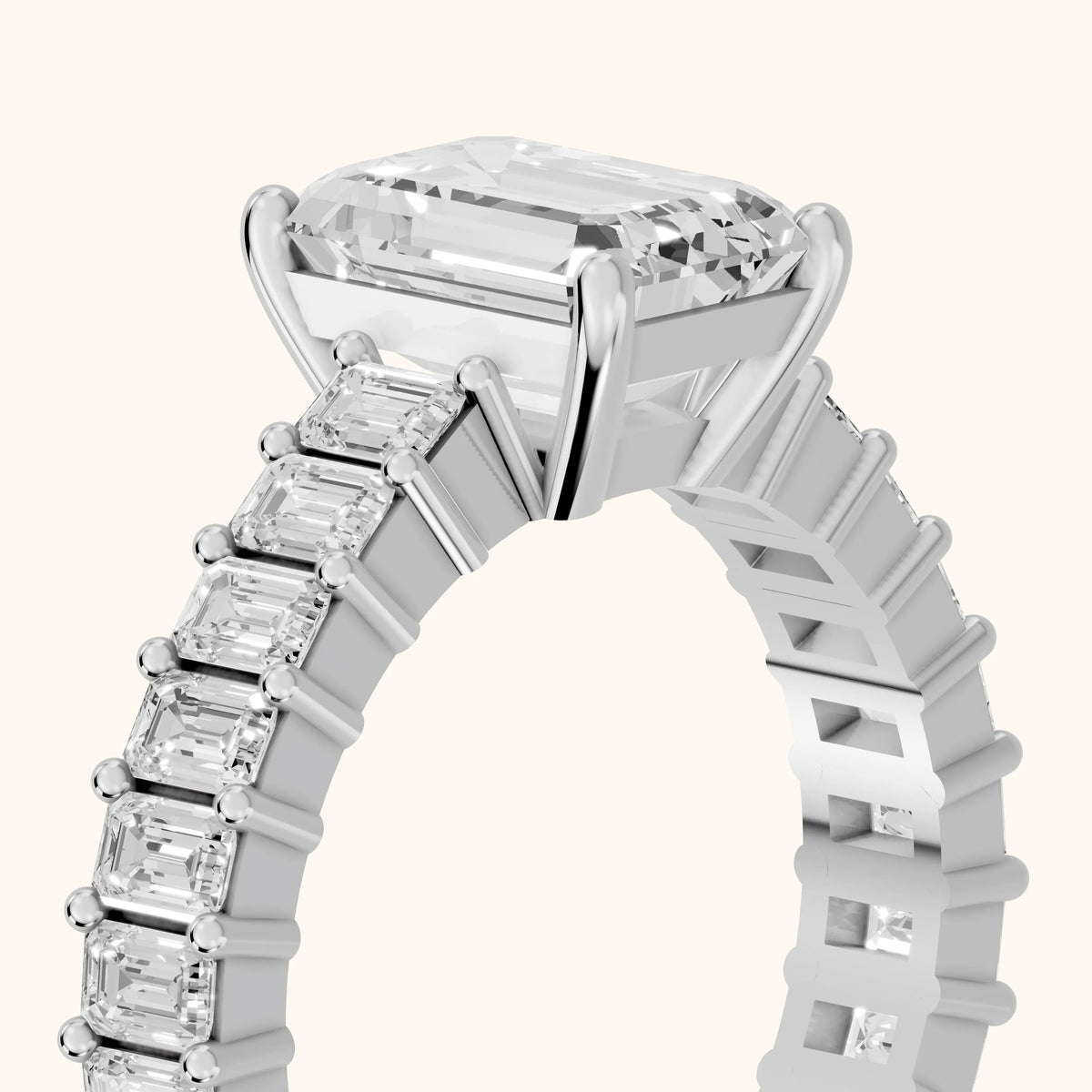 Mallory Shared Prong Emerald Diamond Engagement Ring in White Gold - slant-view.webp