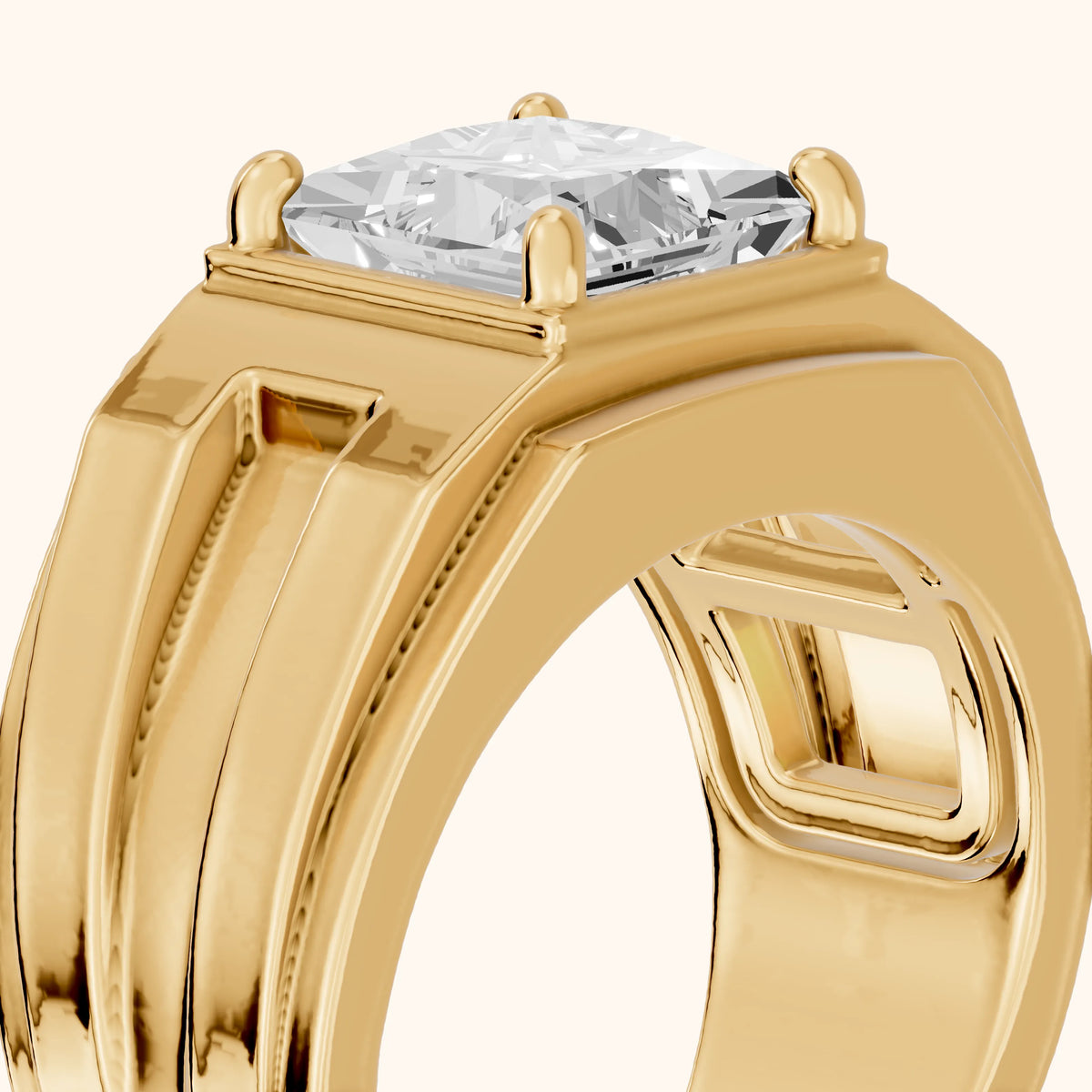 Greer Step Edge Solitaire Princess Diamond Engagement Ring in Yellow Gold - slant-view.webp