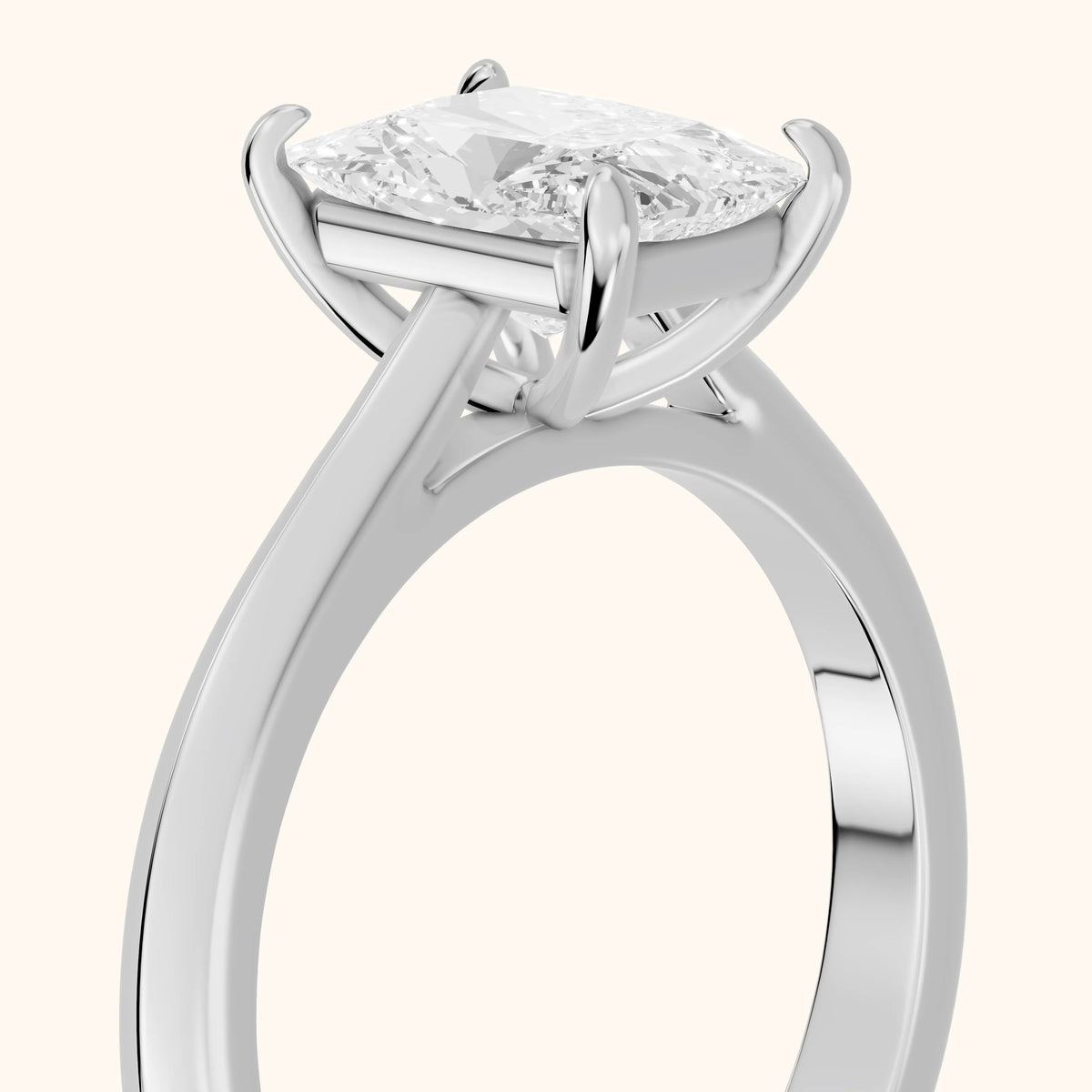 Kalia Knife Edge Solitaire Radiant Diamond Engagement Ring in Platinum - slant-view.webp