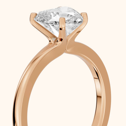 Matilda Cathedral Solitaire Heart Diamond Engagement Ring in Rose Gold - slant-view.webp