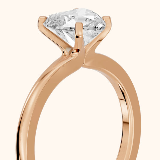 Matilda Cathedral Solitaire Heart Diamond Engagement Ring in Rose Gold - slant-view.webp