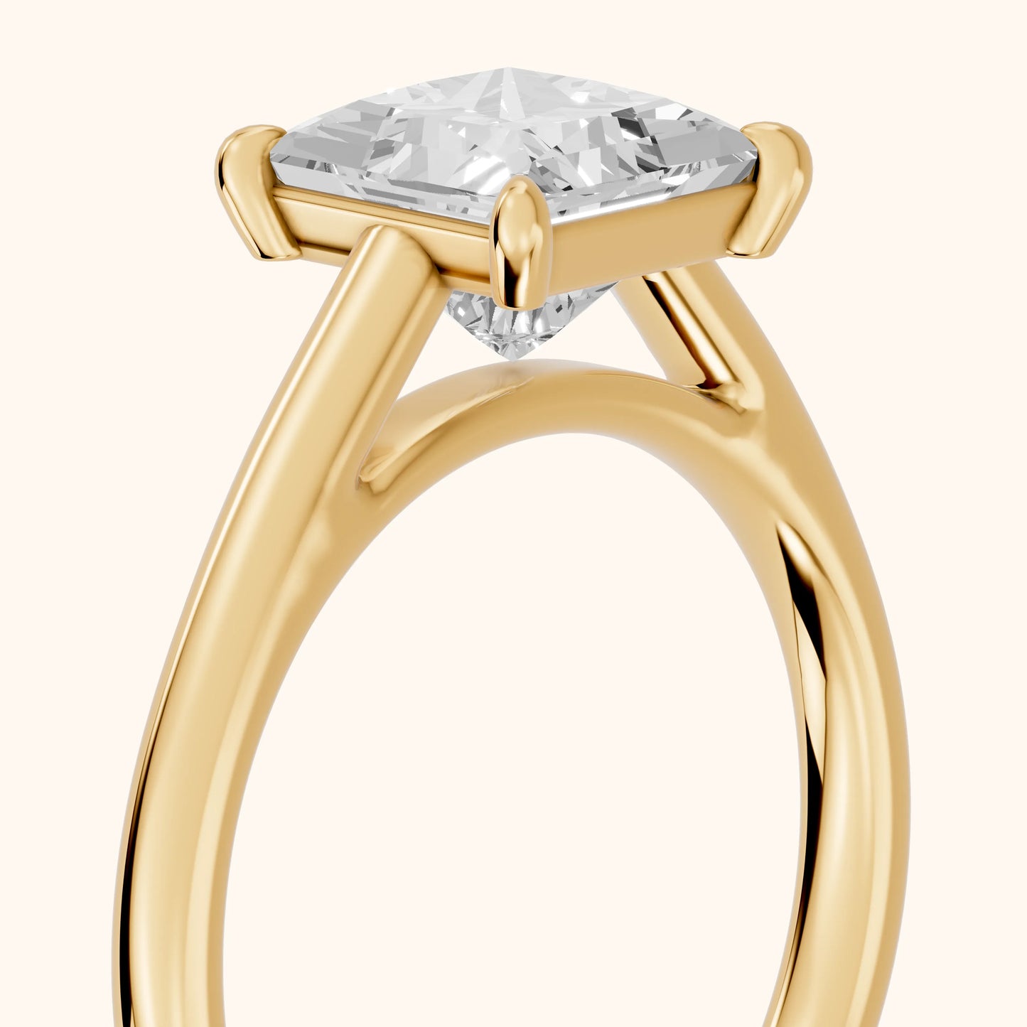 Sadie Cathedral Solitaire Princess Diamond Ring in Yellow Gold - slant-view.webp