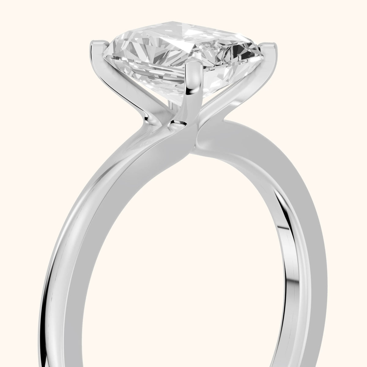 Matilda Cathedral Solitaire Radiant Diamond Engagement Ring in Platinum - slant-view.webp