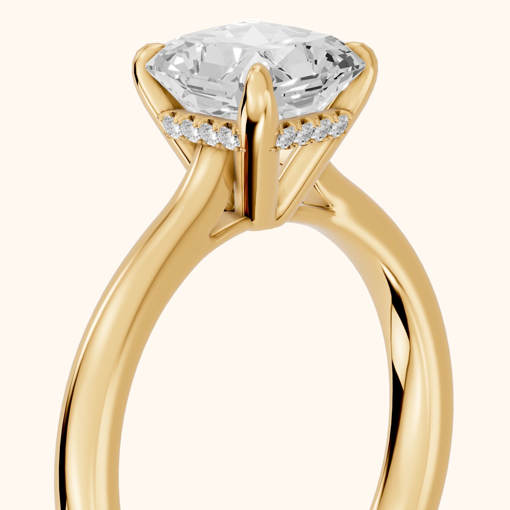 Mena Hidden Halo Radiant Diamond Engagement Ring in Yellow Gold - slant-view.webp