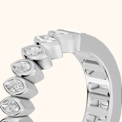 Pilar Bezel Marquise & Baguette Diamond Eternity Band in White Gold - slant-view