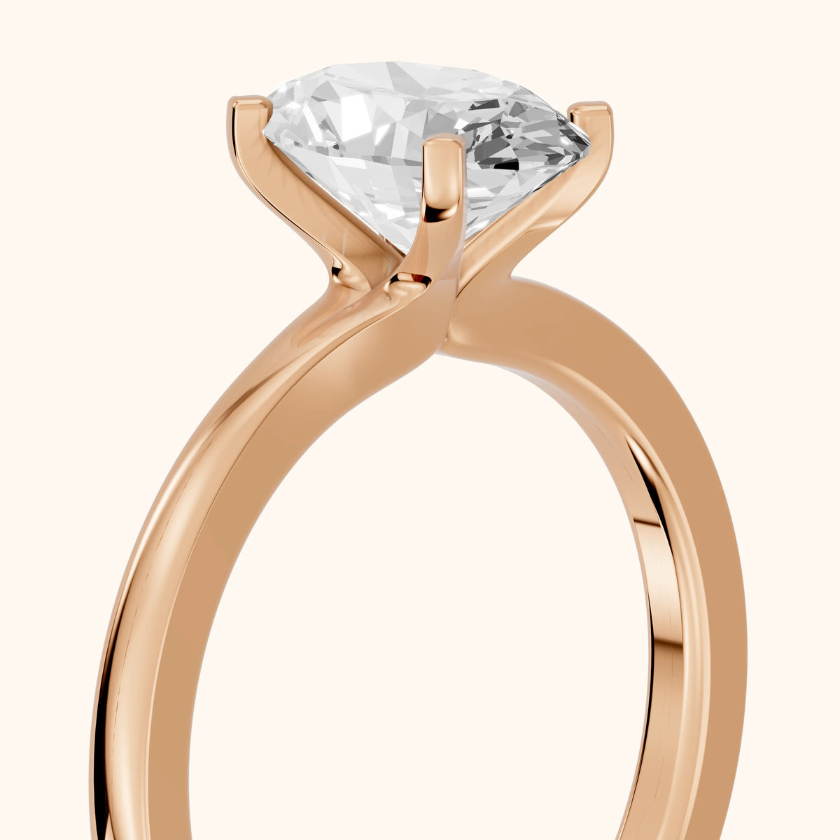 Matilda Cathedral Solitaire Oval Diamond Engagement Ring in Rose Gold - slant-view.webp