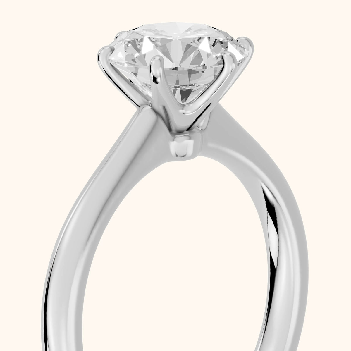 Agatha Solitaire Cathedral Round Diamond Engagement Ring in Silver - slant-view.webp