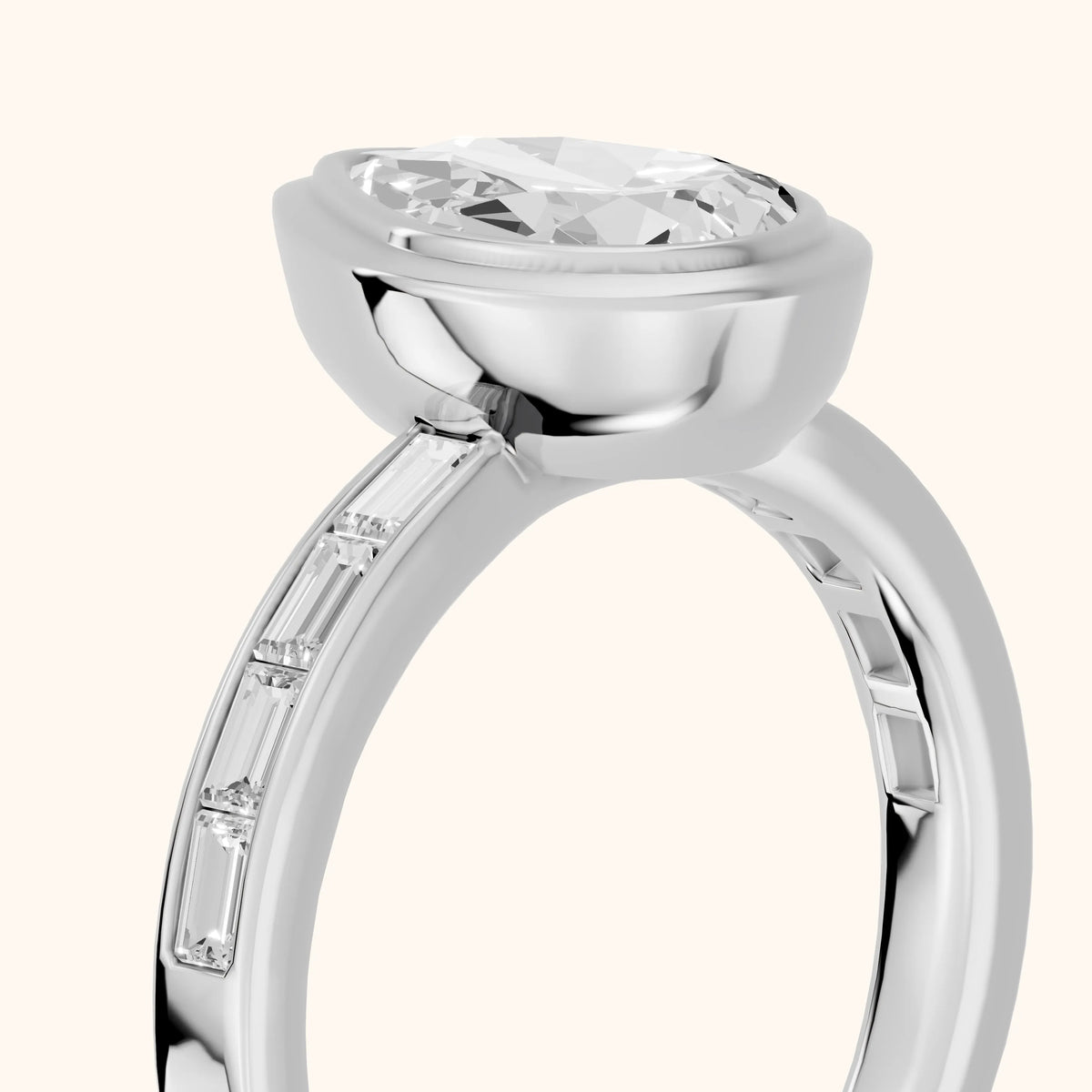 Darcy Bezel Channel Set Pear Diamond Engagement Ring in Platinum - slant-view.webp