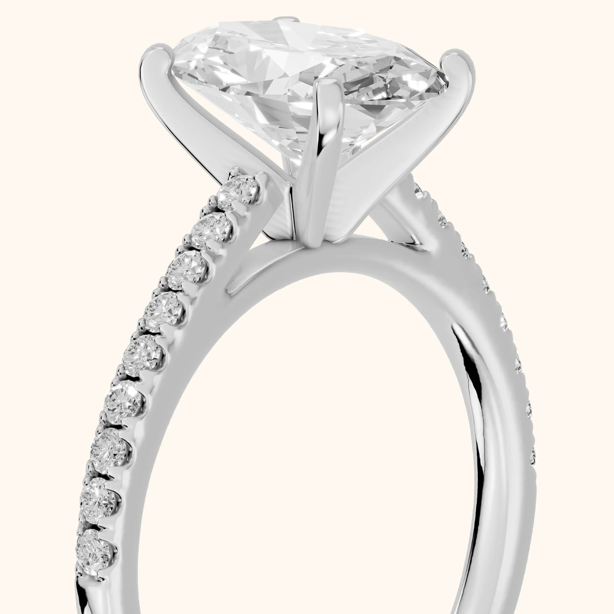 Ailsa Micropavé Oval Diamond Engagement Ring in White Gold - slant-view.webp