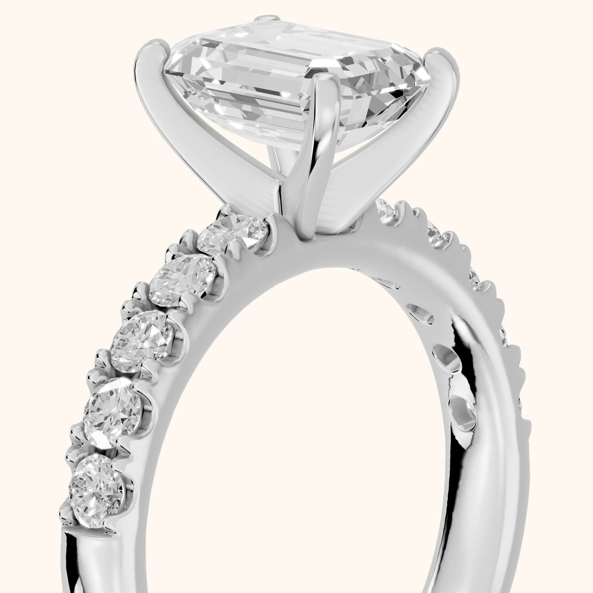 Alix Statement Pavé Emerald Diamond Engagement Ring in Platinum - slant-view.webp