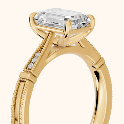 Jovanna Vintage Cathedral Emerald Diamond Engagement Ring in Yellow Gold - slant-view.webp
