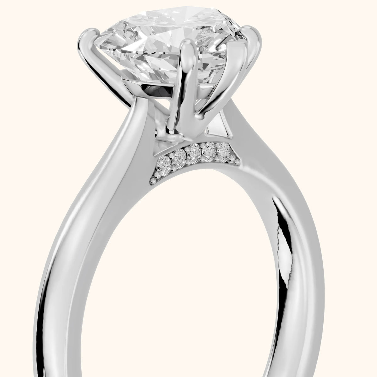 Sofia Cathedral Heart Diamond Engagement Ring in Platinum - slant-view.webp
