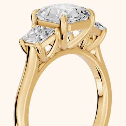 Sienna Three-Stone Radiant Diamond Ring in Yellow Gold - slant-view.webp