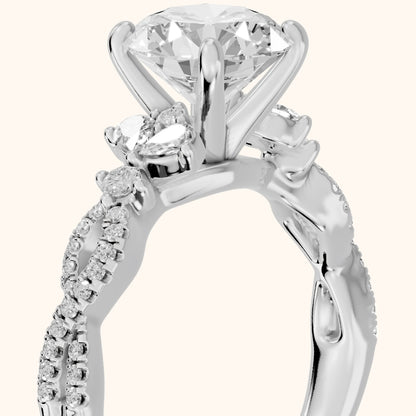 Neva Infinity Twist Round Diamond Engagement Ring in White Gold - slant-view.webp