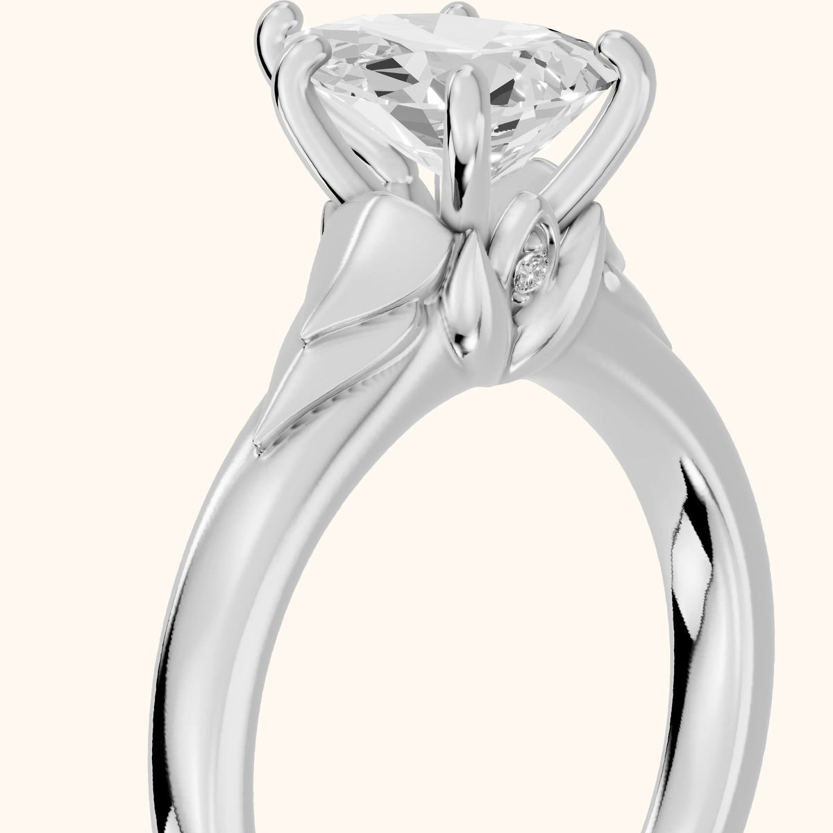 Jana Engraved Pear Diamond Engagement Ring in Silver - slant-view.webp