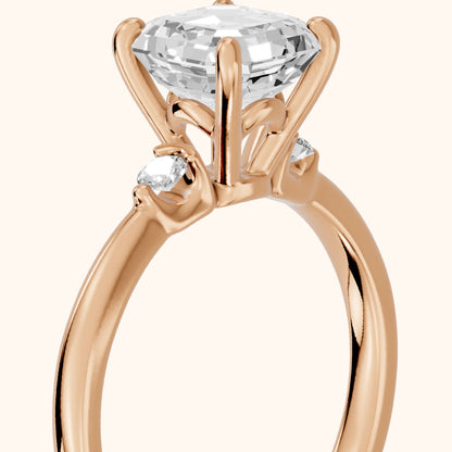 Teodora Floating Three-Stone Asscher Diamond Engagement Ring in Rose Gold - slant-view.webp