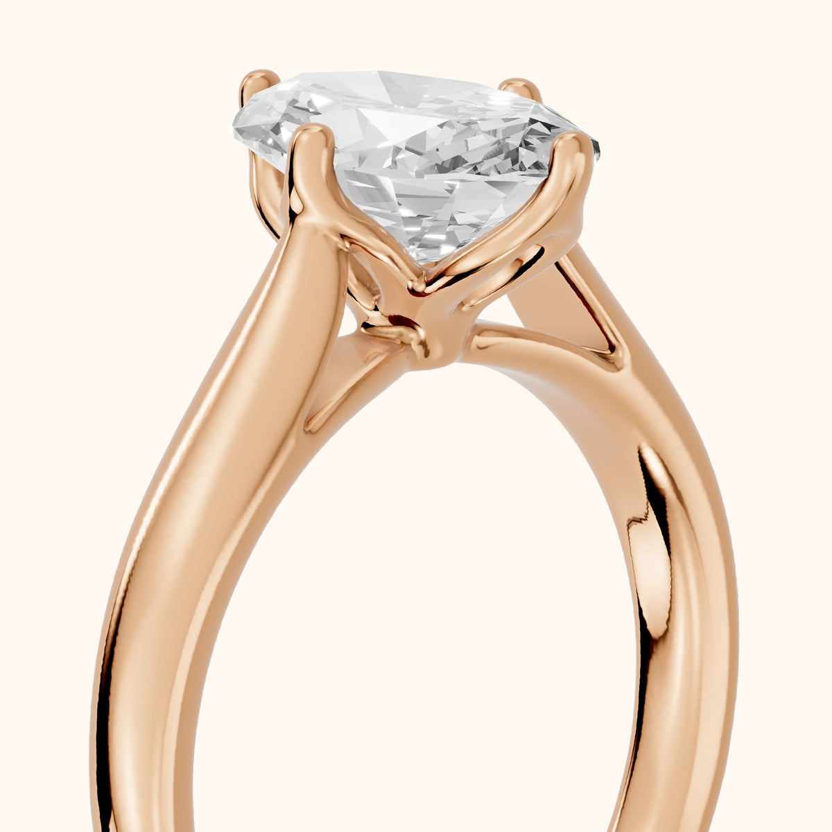 Edwina Crossover Solitaire Oval Diamond Engagement Ring in Rose Gold - slant-view.webp