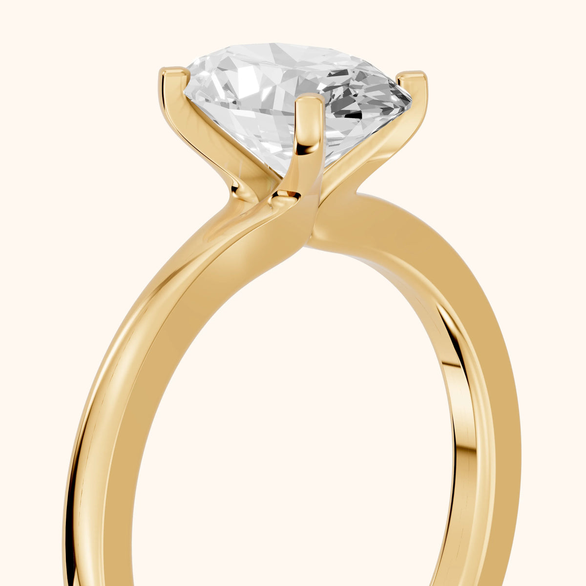 Matilda Cathedral Solitaire Oval Diamond Engagement Ring in Yellow Gold - slant-view.webp