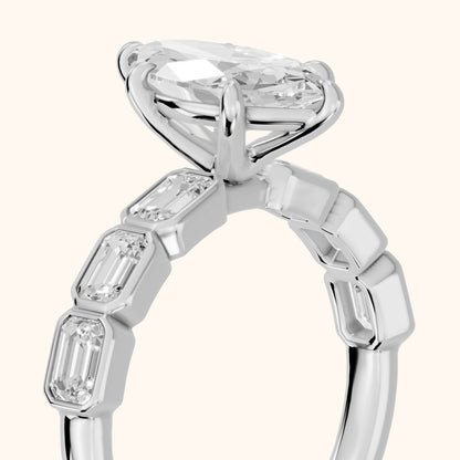 Carol Half Bezel Marquise Diamond Engagement Ring in Platinum - slant-view.webp