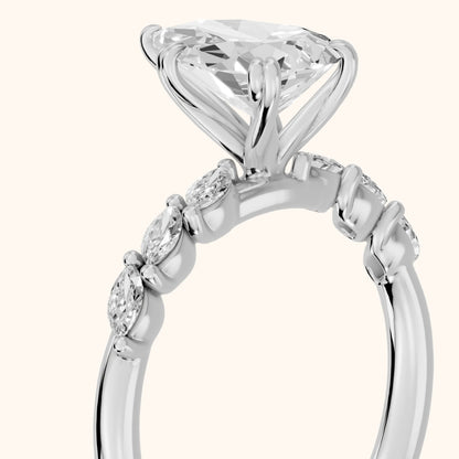 Joyce Marquise-Side Pavé Pear Diamond Engagement Ring in Platinum - slant-view.webp