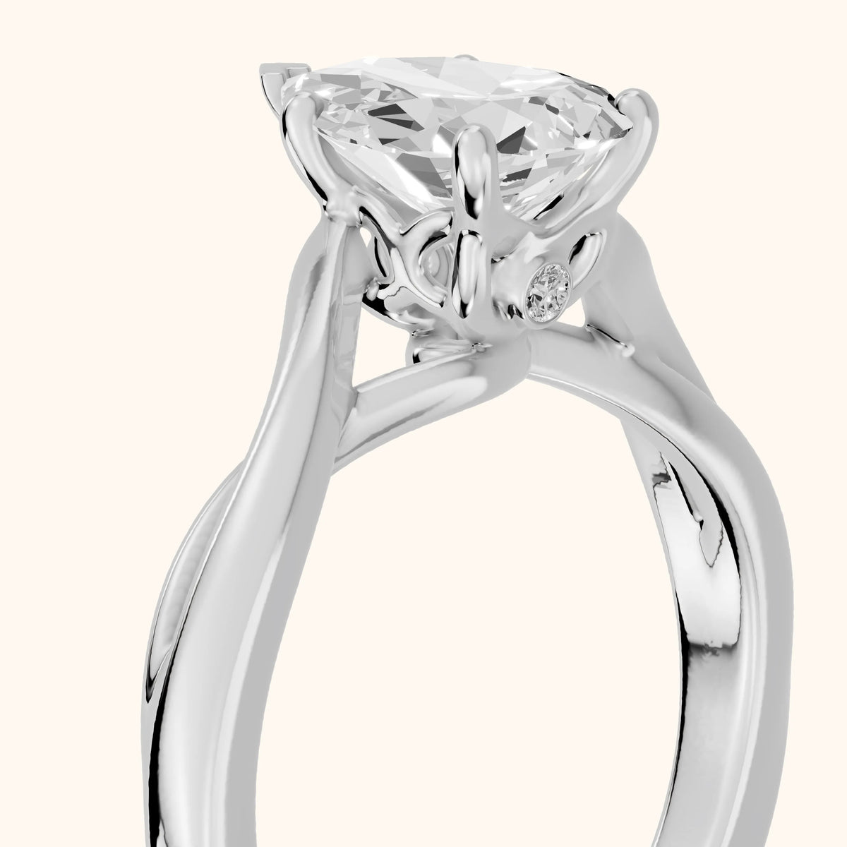 Britta Twist Pear Diamond Engagement Ring in Silver - slant-view.webp