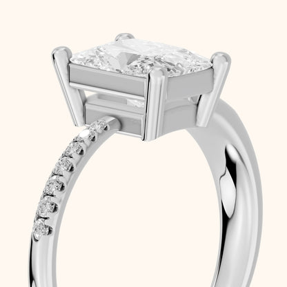Rosie Solitaire Basket Radiant Diamond Engagement Ring in White Gold - slant-view.webp