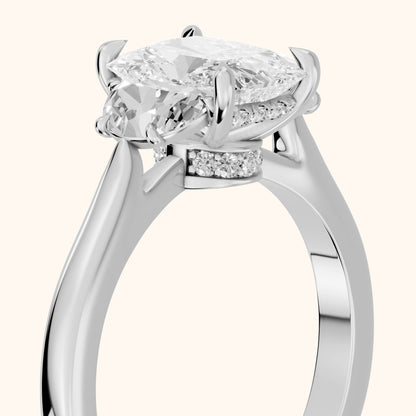 Romy Three-Stone Radiant Diamond Engagement Ring in Platinum - slant-view.webp