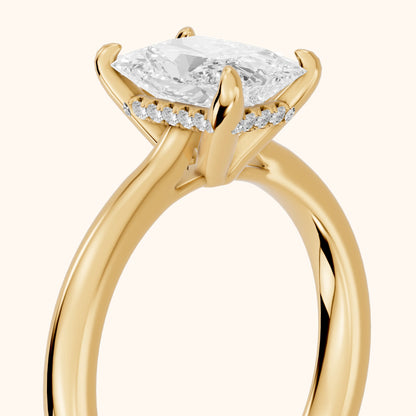 Mena Hidden Halo Radiant Diamond Engagement Ring in Yellow Gold - slant-view.webp