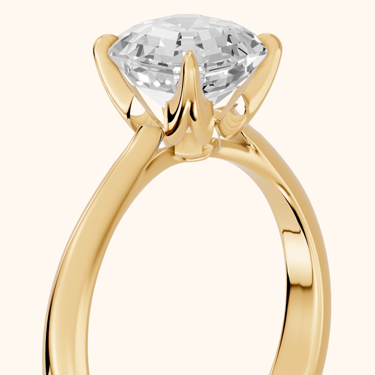 Evie Solitaire Six-Prong Asscher Diamond Engagement Ring in Yellow Gold - slant-view.webp