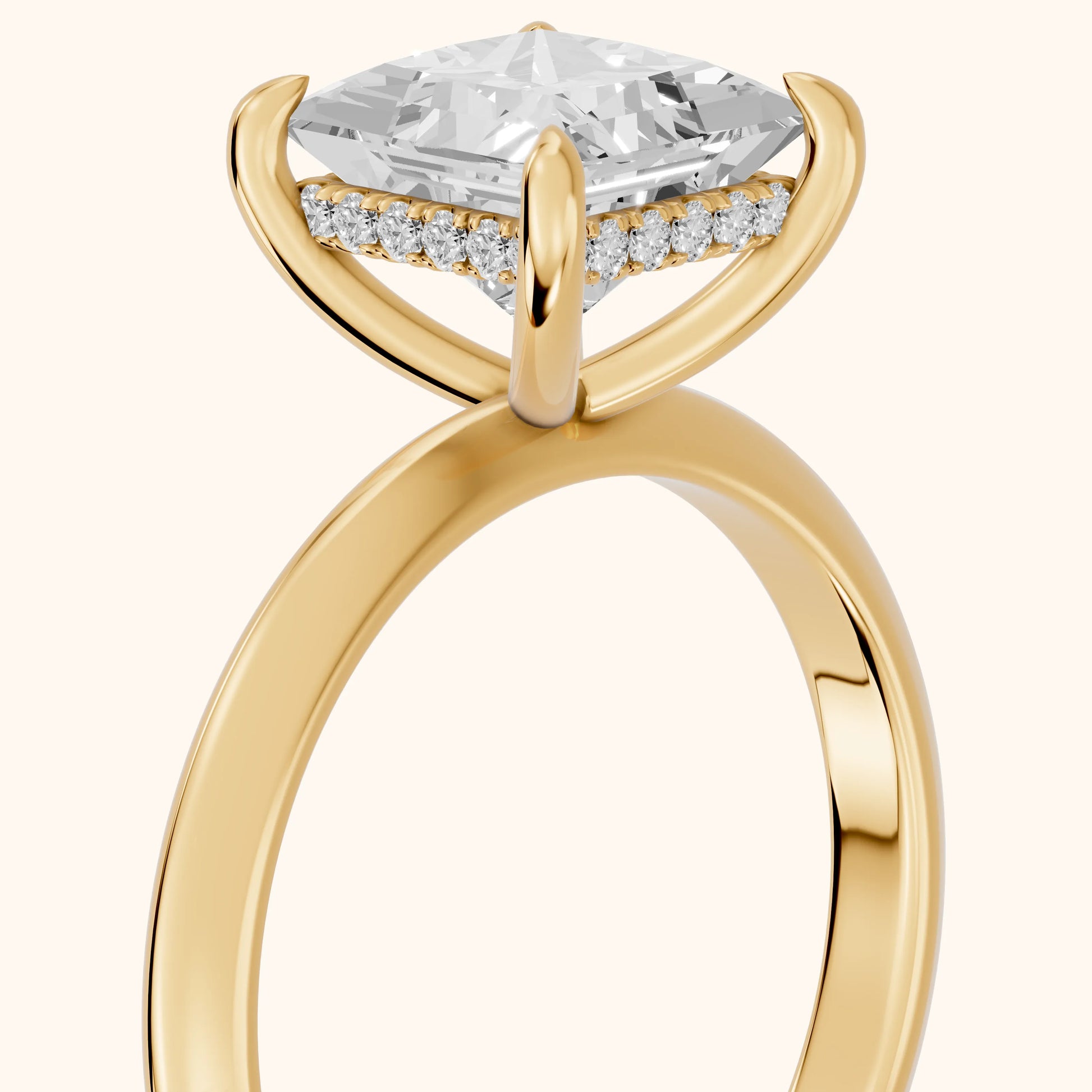 Amaya Hidden Halo Princess Diamond Ring in Yellow Gold - slant-view.webp