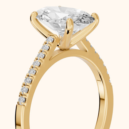 Meg Pavé Oval Diamond Engagement Ring in Yellow Gold - slant-view.webp