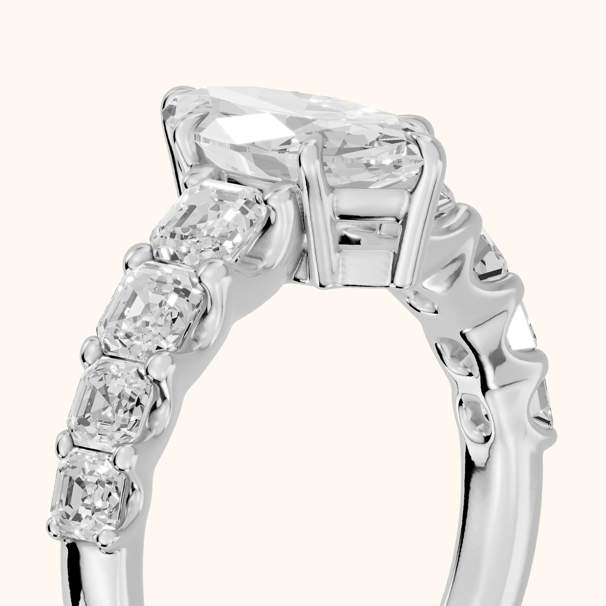 Sonja Graduated Pavé Marquise Diamond Engagement Ring in Silver - slant-view.webp