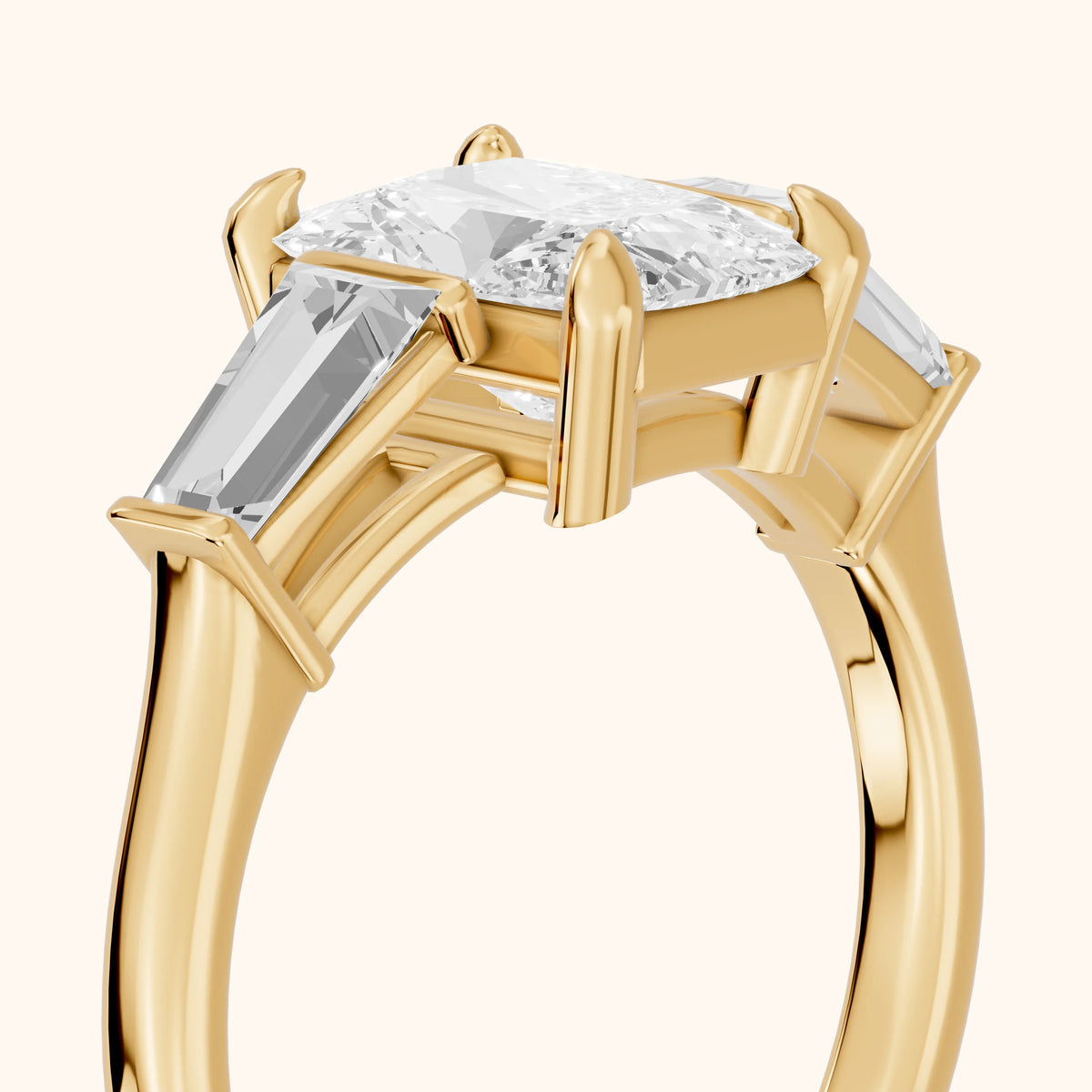 Layla Tapered Baguette Radiant Diamond Engagement Ring in Yellow Gold - slant-view.webp