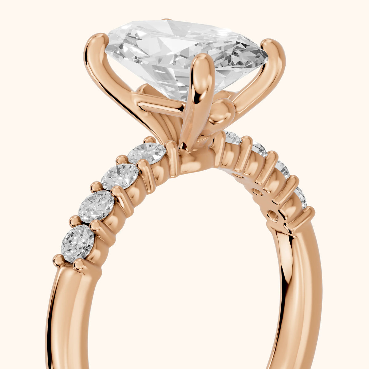 Mayfield Pavé Oval Diamond Engagement Ring in Rose Gold - slant-view.webp