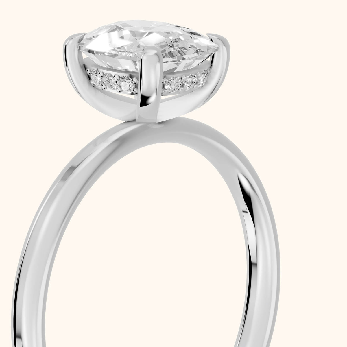 Charlotte Charm Cushion Diamond Solitaire Ring in Silver - slant-view.webp
