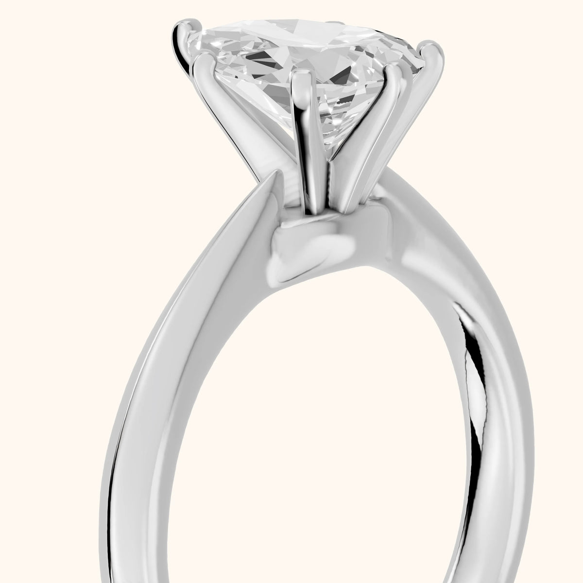 Arlette Solitaire Knife Edge Pear Diamond Engagement Ring in Silver - slant-view.webp