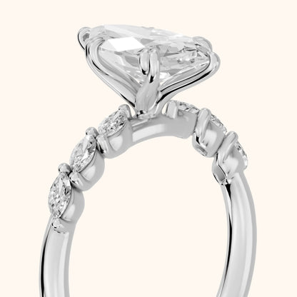 Joyce Marquise-Side Pavé Marquise Diamond Engagement Ring in Platinum - slant-view.webp