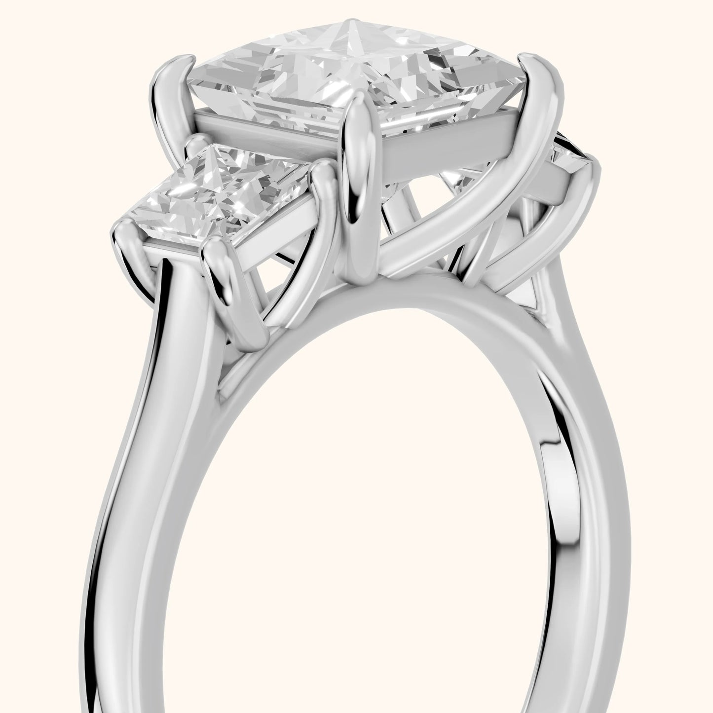 Sienna Three-Stone Princess Diamond Ring in Silver - slant-view.webp