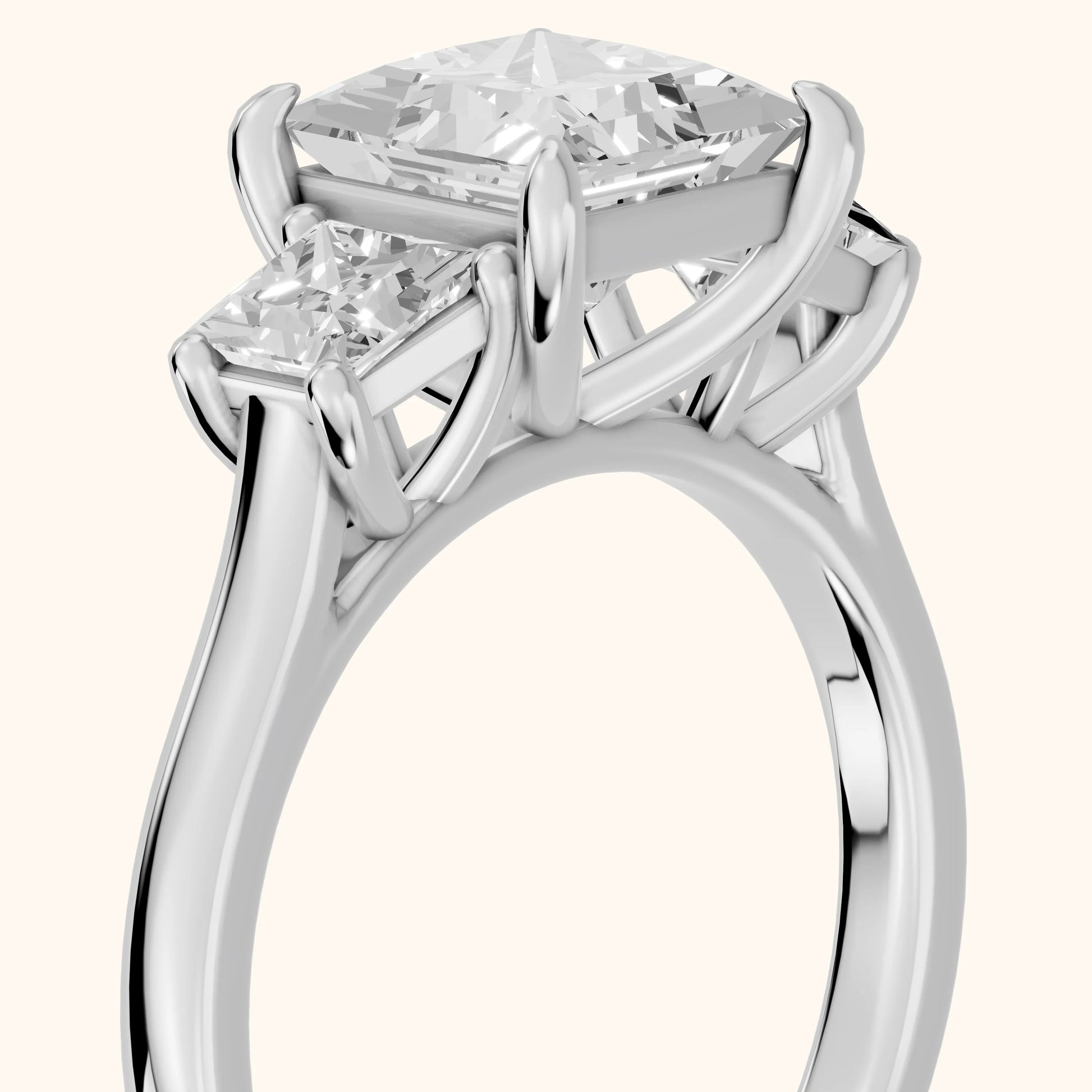Sienna Three-Stone Princess Diamond Ring in Silver - slant-view.webp